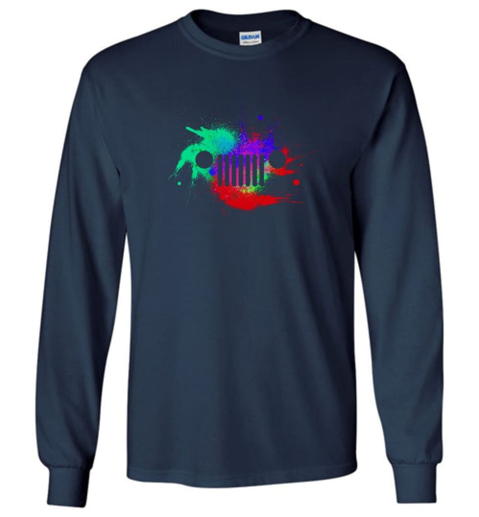 Watercolor Jeep Grill - Long Sleeve - Navy / M - Long Sleeve