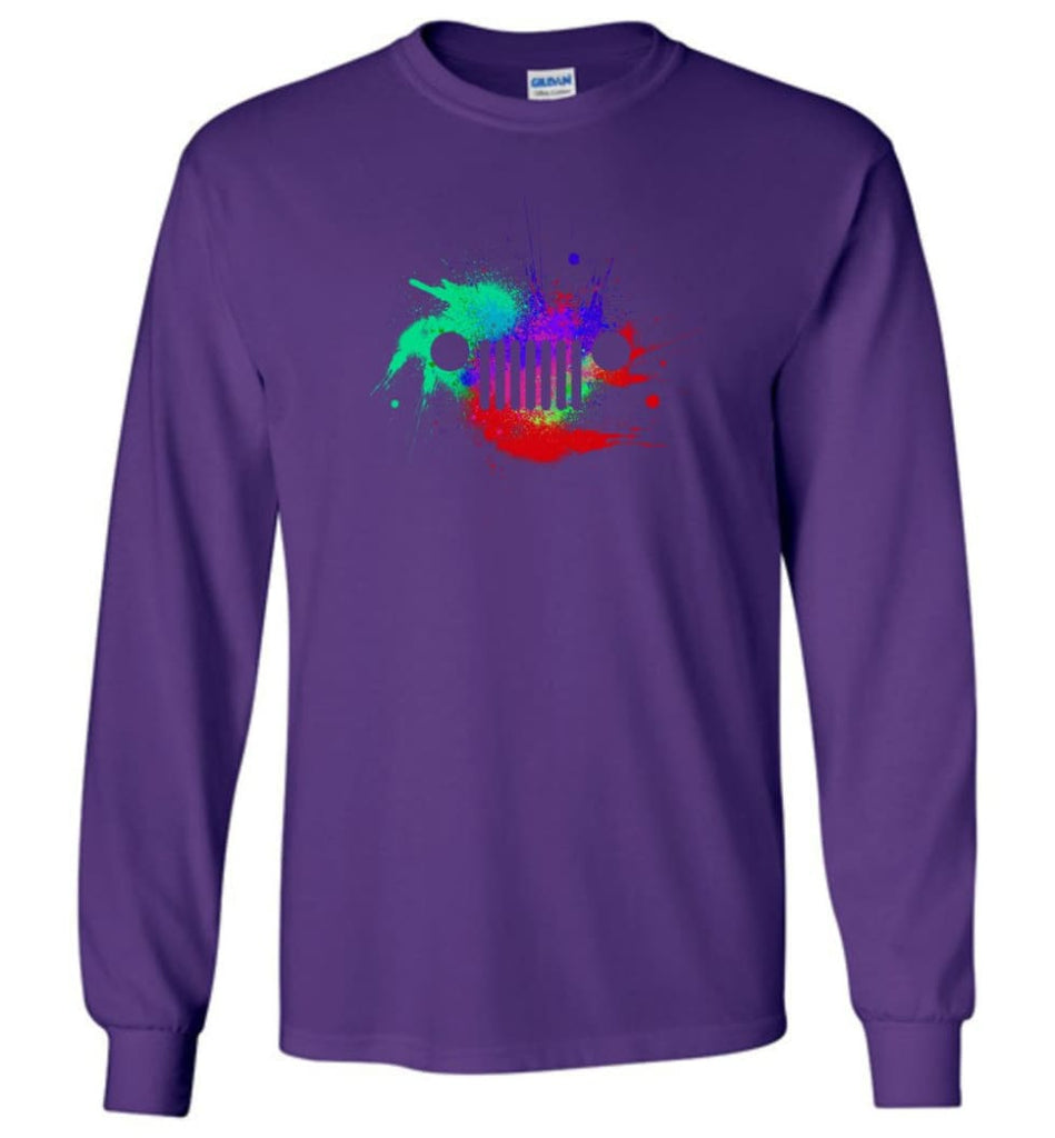 Watercolor Jeep Grill - Long Sleeve - Purple / M - Long Sleeve
