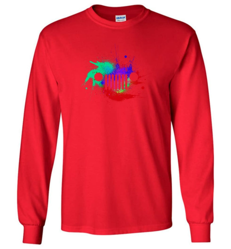 Watercolor Jeep Grill - Long Sleeve - Red / M - Long Sleeve