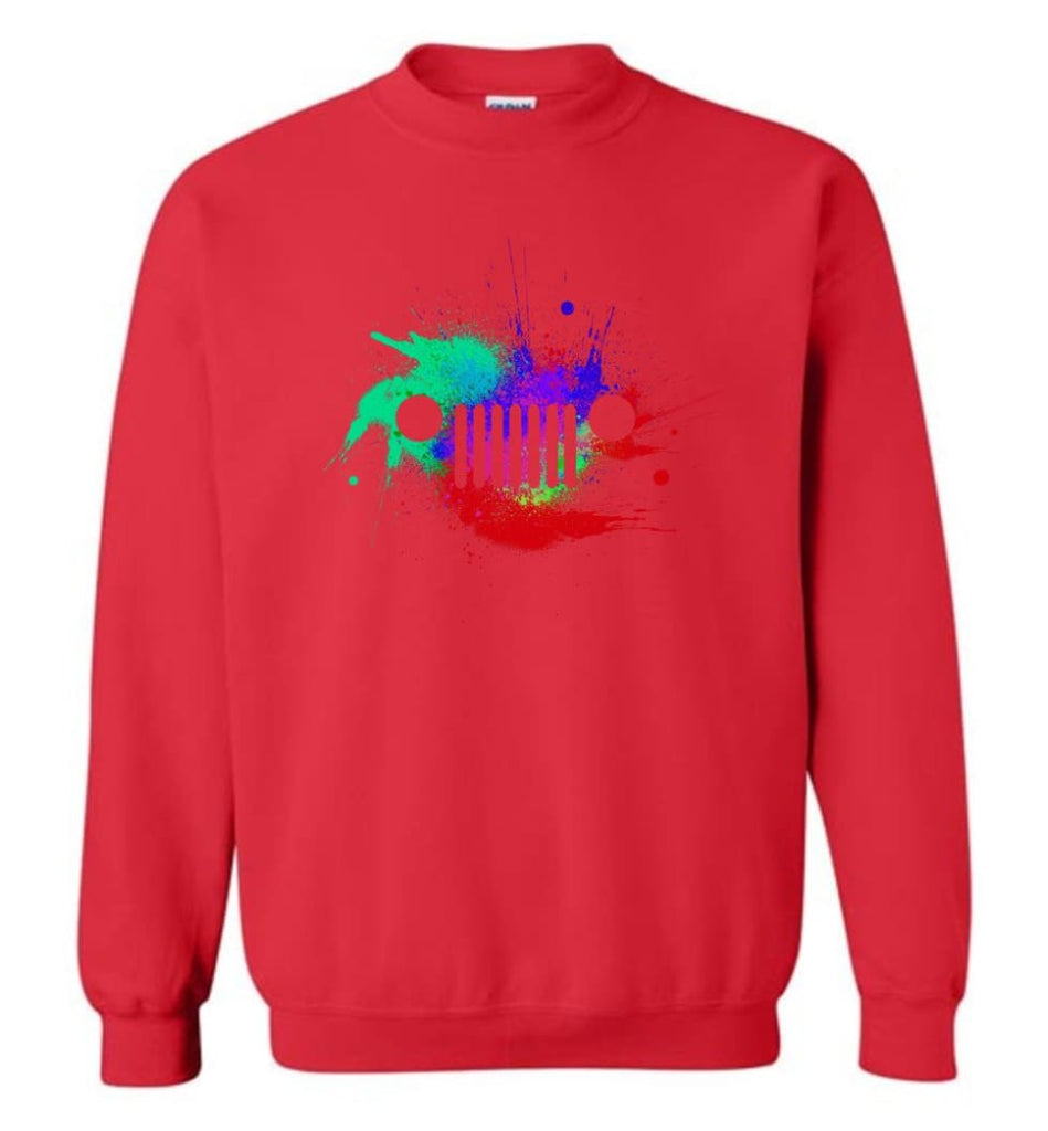 Watercolor Jeep Grill - Sweatshirt - Red / M - Sweatshirt