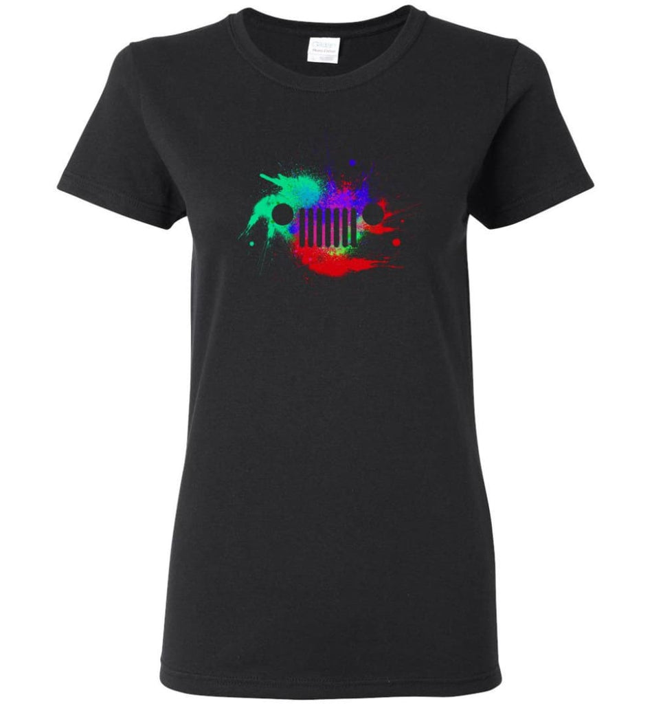 Watercolor Jeep Grill - Women Tee - Black / M - Women Tee