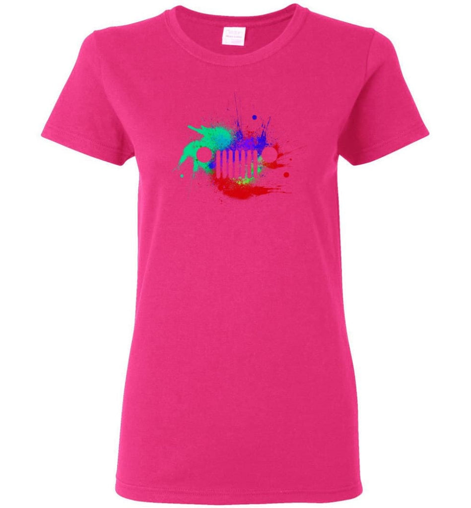 Watercolor Jeep Grill - Women Tee - Heliconia / M - Women Tee