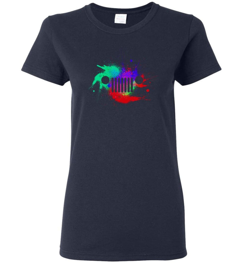 Watercolor Jeep Grill - Women Tee - Navy / M - Women Tee