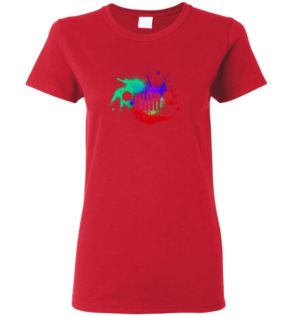 Watercolor Jeep Grill - Women Tee - Red / M - Women Tee