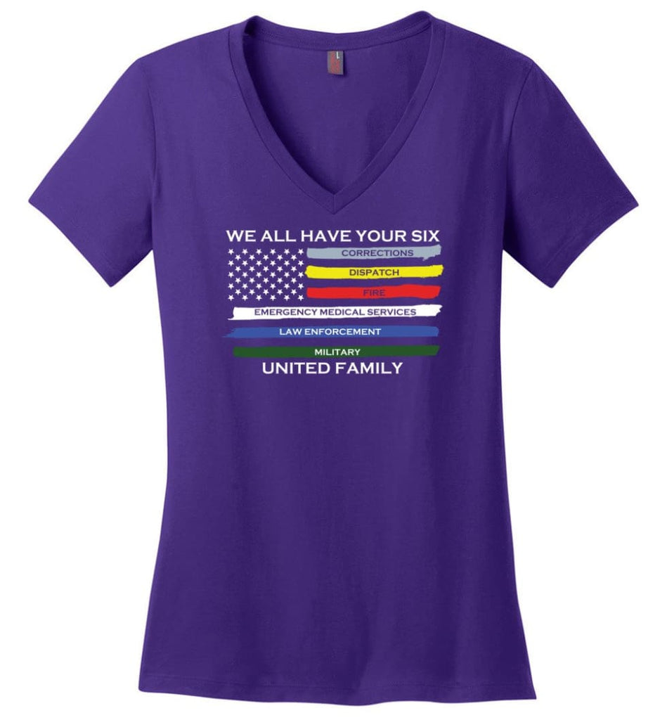 We All Have Your Six United Family Ladies V-Neck - Purple / M