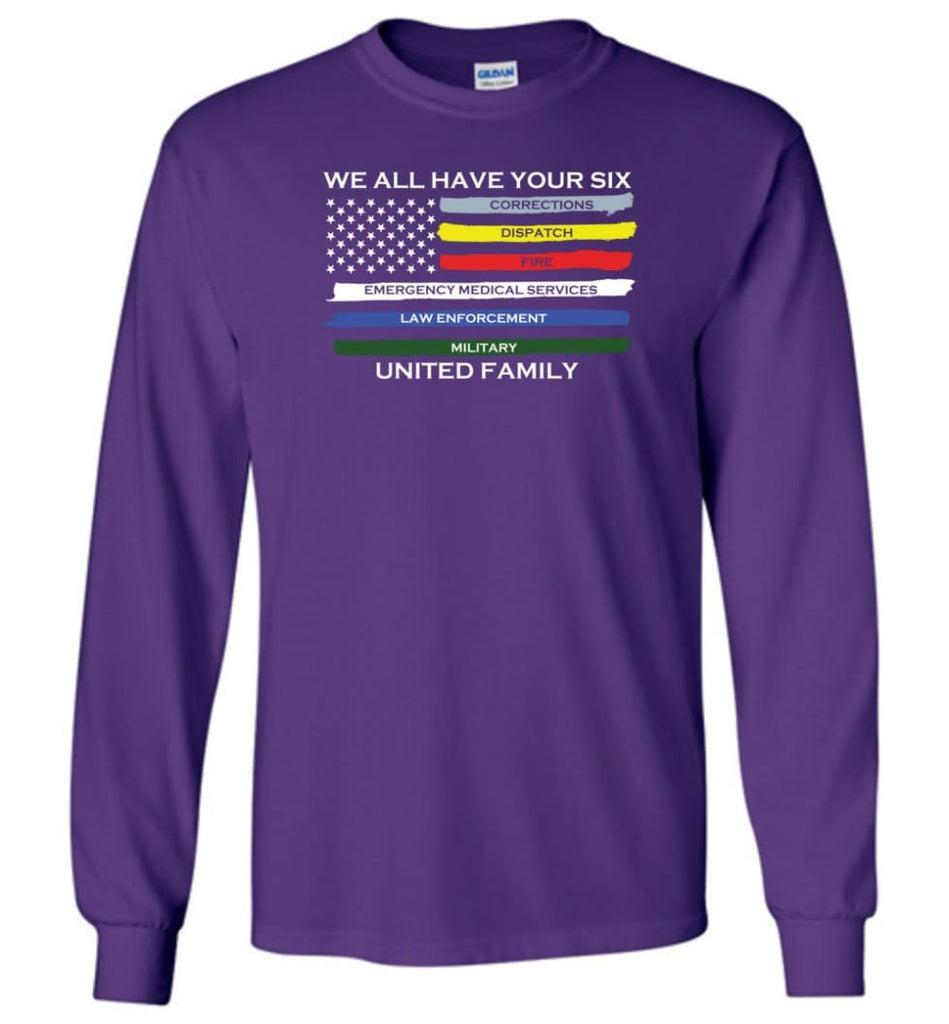 We All Have Your Six United Family Long Sleeve T-Shirt - Purple / M