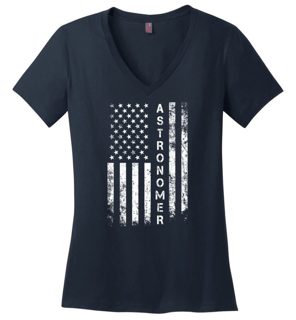 We Are The Home Of The Free Because Of The Brave Veteran T Shirt Ladies V-Neck - Navy / M