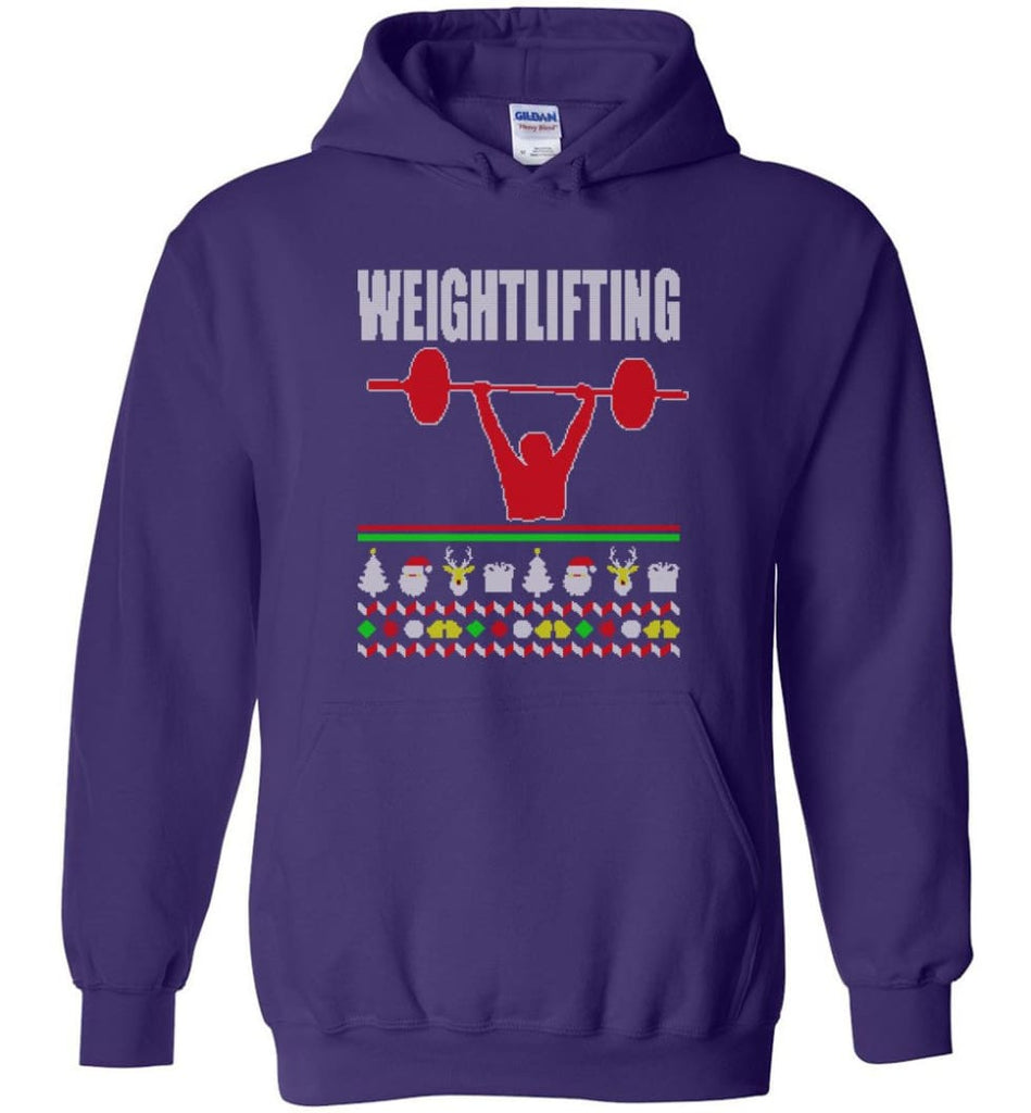 Weightlifting Ugly Christmas Sweater - Hoodie - Purple / M