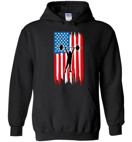 Weightlifting With American Flag Hoodie - Black / M