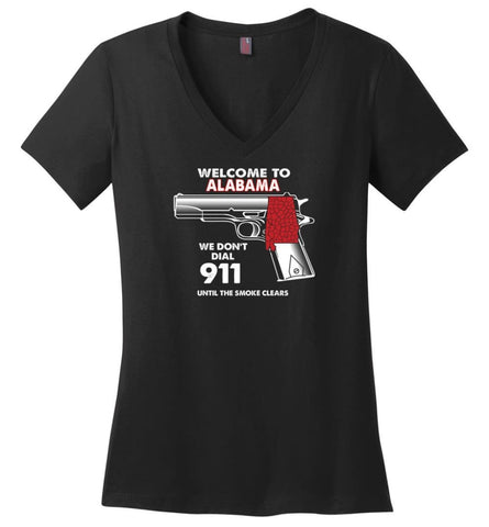 Welcome to Alabama 2nd Amendment Supporters Ladies V-Neck - Black / M