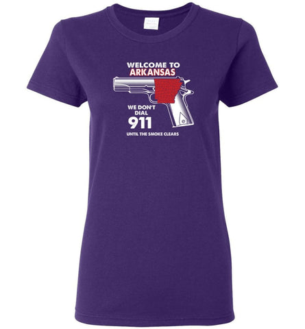 Welcome to Arkansas 2nd Amendment Supporters Women Tee - Purple / M