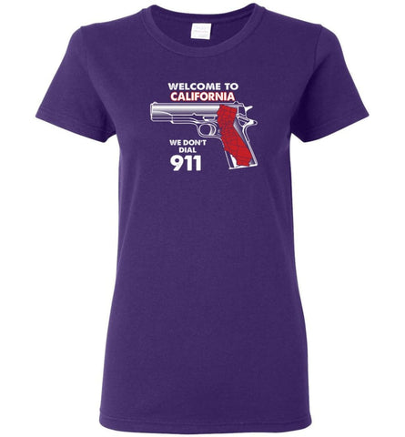 Welcome to California 2nd Amendment Supporters Women Tee - Purple / M