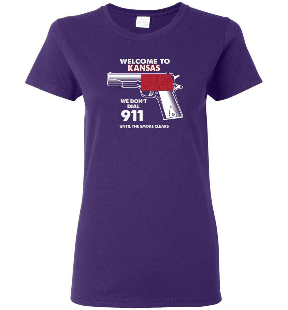 Welcome to Kansas 2nd Amendment Supporters Women Tee - Purple / M
