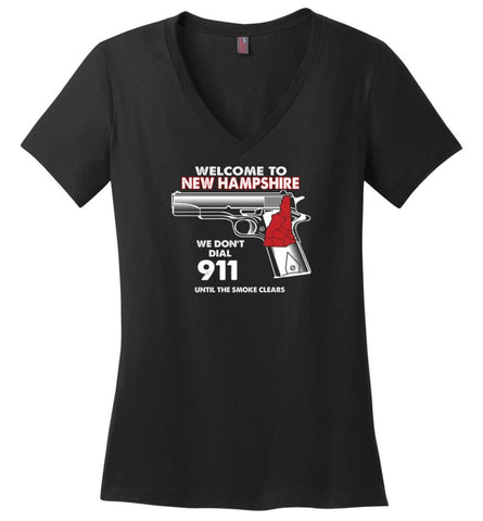 Welcome to New Hampshire 2nd Amendment Supporters Ladies V-Neck - Black / M
