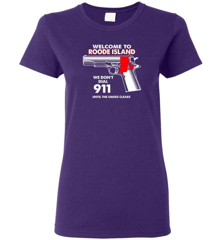 Welcome To Rhode Island 2nd Amendment Supporters Women Tee - Purple / M
