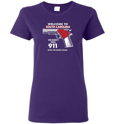 Welcome to South Carolina 2nd Amendment Supporters Women Tee - Purple / M