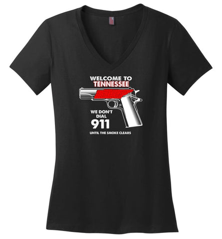 Welcome To Tennessee 2nd Amendment Supporters Ladies V-Neck - Black / M