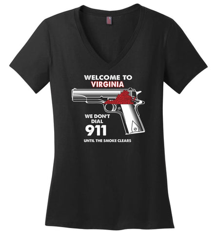 Welcome to Virginia 2nd Amendment Supporters Ladies V-Neck - Black / M