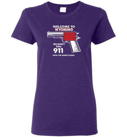 Welcome to Wyoming 2nd Amendment Supporters Women Tee - Purple / M