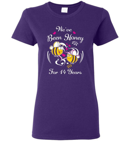 We’ve Been Honey For 14 Years Wedding Anniversary Women Tee - Purple / M