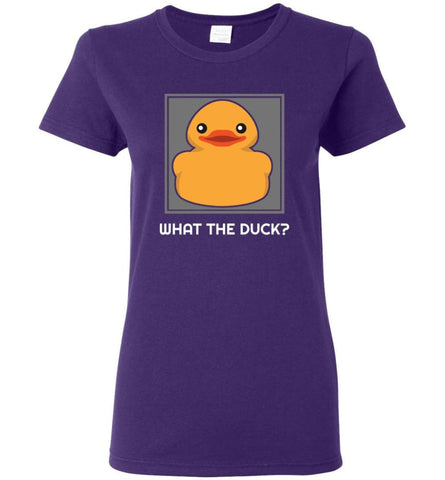 What The Duck Funny Shirt Yellow Rubber Ducky Gift Women Tee - Purple / M