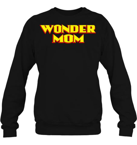 Wonder Mom Best Christmas Gift for Mom Sweatshirt - Hanes Unisex Crewneck Sweatshirt / Black / S - Apparel