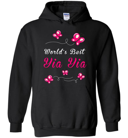 World Best yia Yia Grandma Mom Gift Hoodie - Black / M