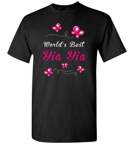 World Best yia Yia Grandma Mom Gift T-Shirt - Black / S