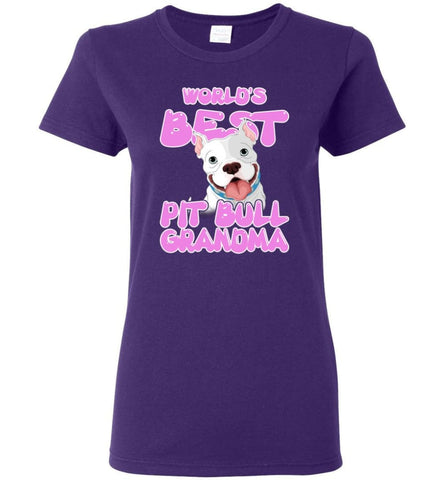 World’s Best Pit Bull Grandma Pit Bull Lover Mama Pit Bull Owner Women Tee - Purple / M