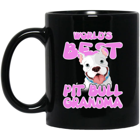 World’s Best Pit Bull Grandma Pit Bull Mama Gift 11 oz Black Mug - Black / One Size - Drinkware