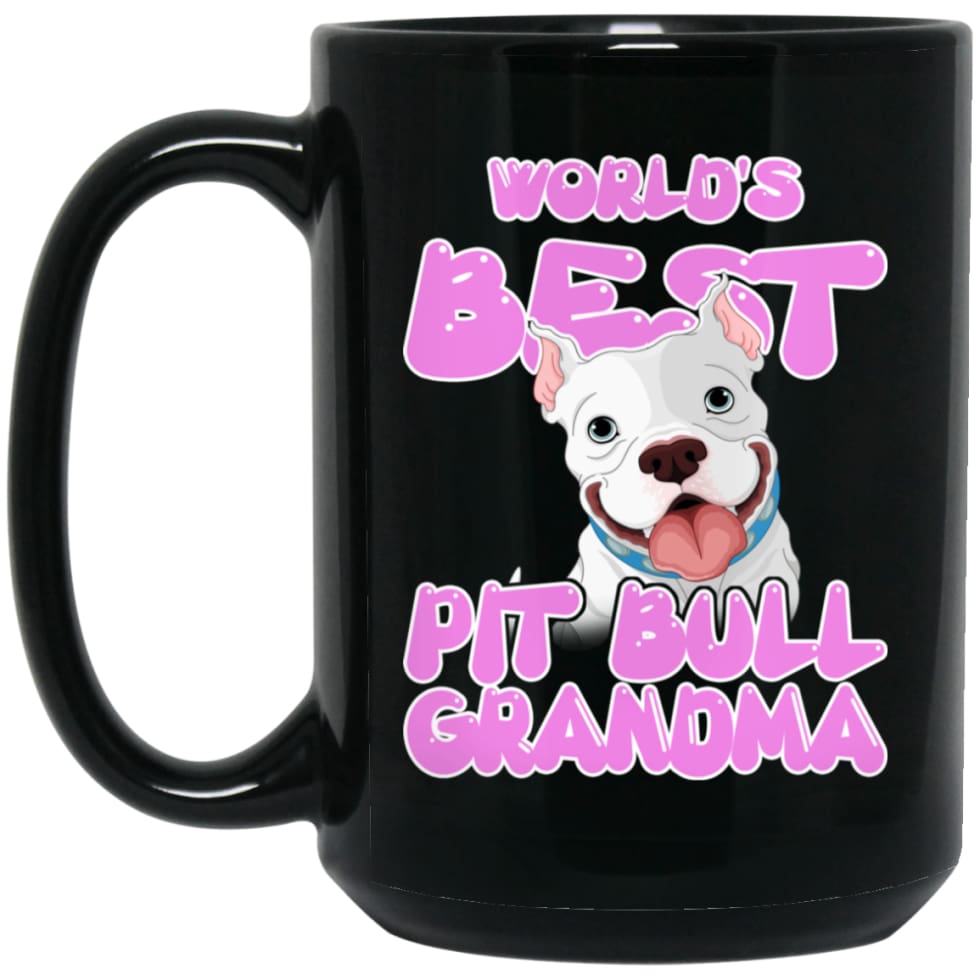 World’s Best Pit Bull Grandma Pit Bull Mama Gift 15 oz Black Mug - Black / One Size - Drinkware