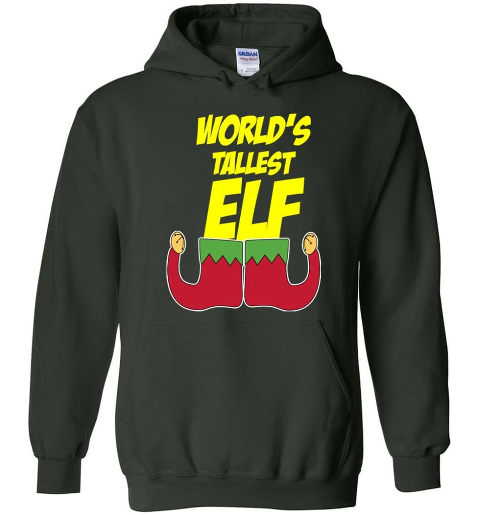World’s Tallest Elf Funny Christmas Hoodie - Forest Green / M