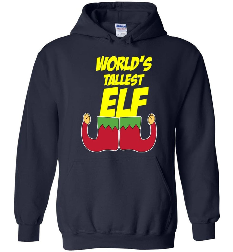 World’s Tallest Elf Funny Christmas Hoodie - Navy / M