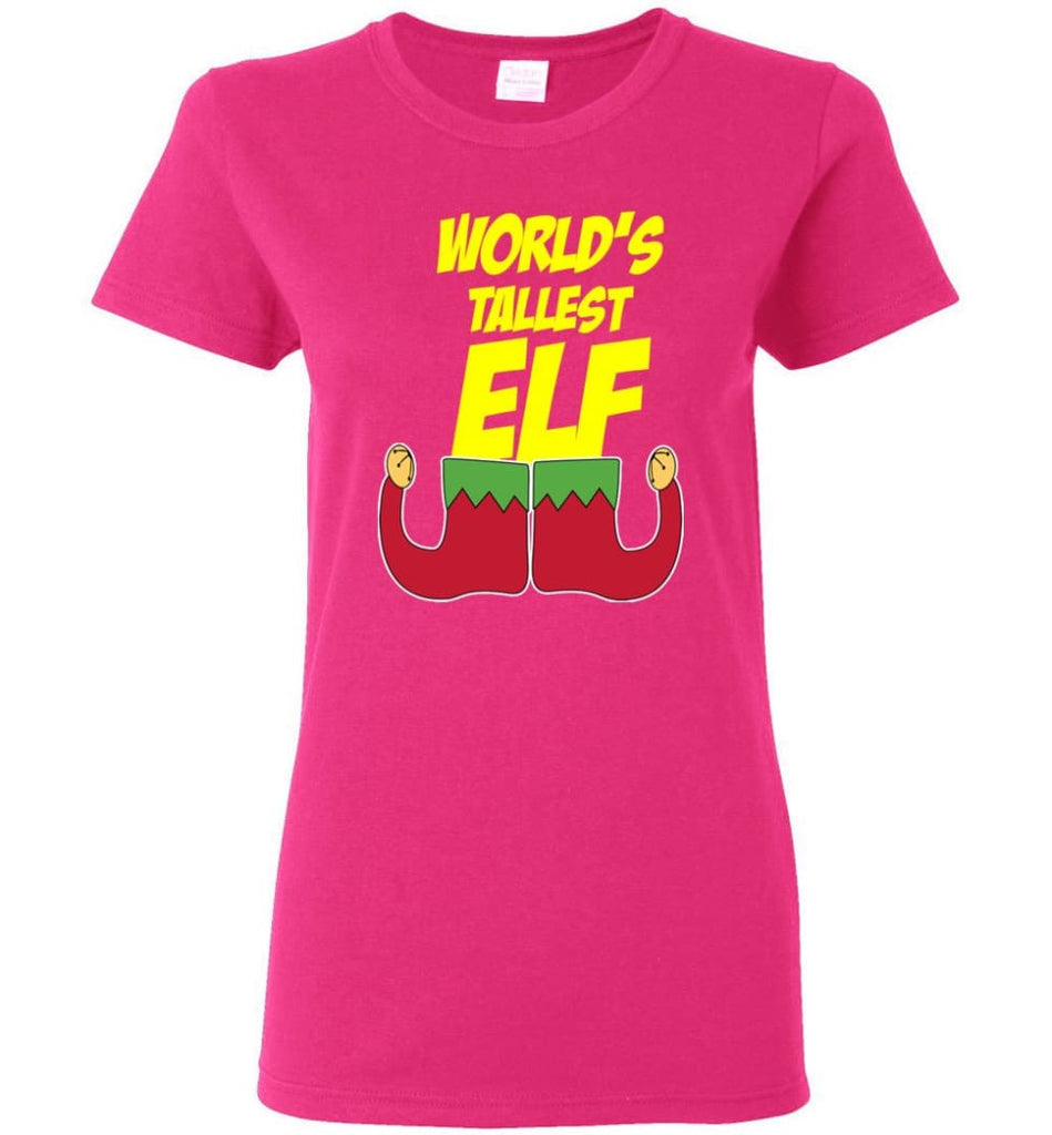 World’s Tallest Elf Funny Christmas Women Tee - Heliconia / M