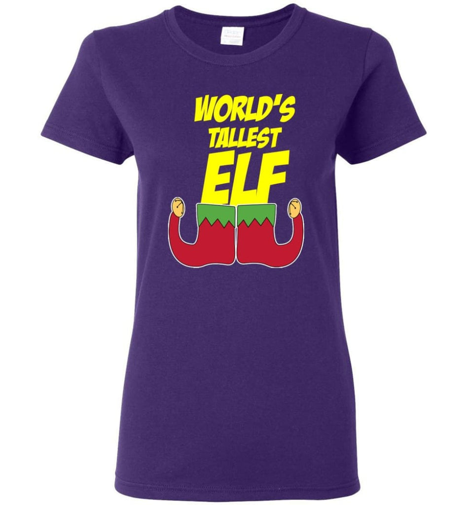 World’s Tallest Elf Funny Christmas Women Tee - Purple / M