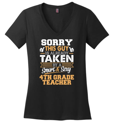 WRITER Shirt Sorry This Girl Is Already Taken By A Smokin’ Hot Ladies V-Neck - Black / M - 7