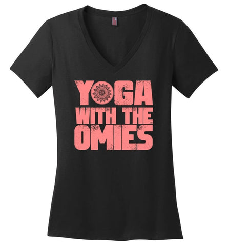 Yoga Shirt Yoga Lover Yogis Yo With The Omies - Ladies V-Neck - Black / M