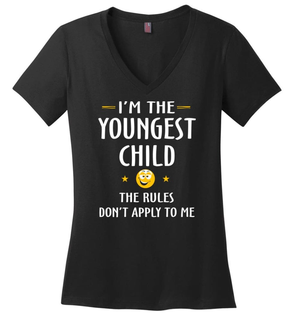 Youngest Child Shirt Funny Gift For Youngest Child Ladies V-Neck - Black / M