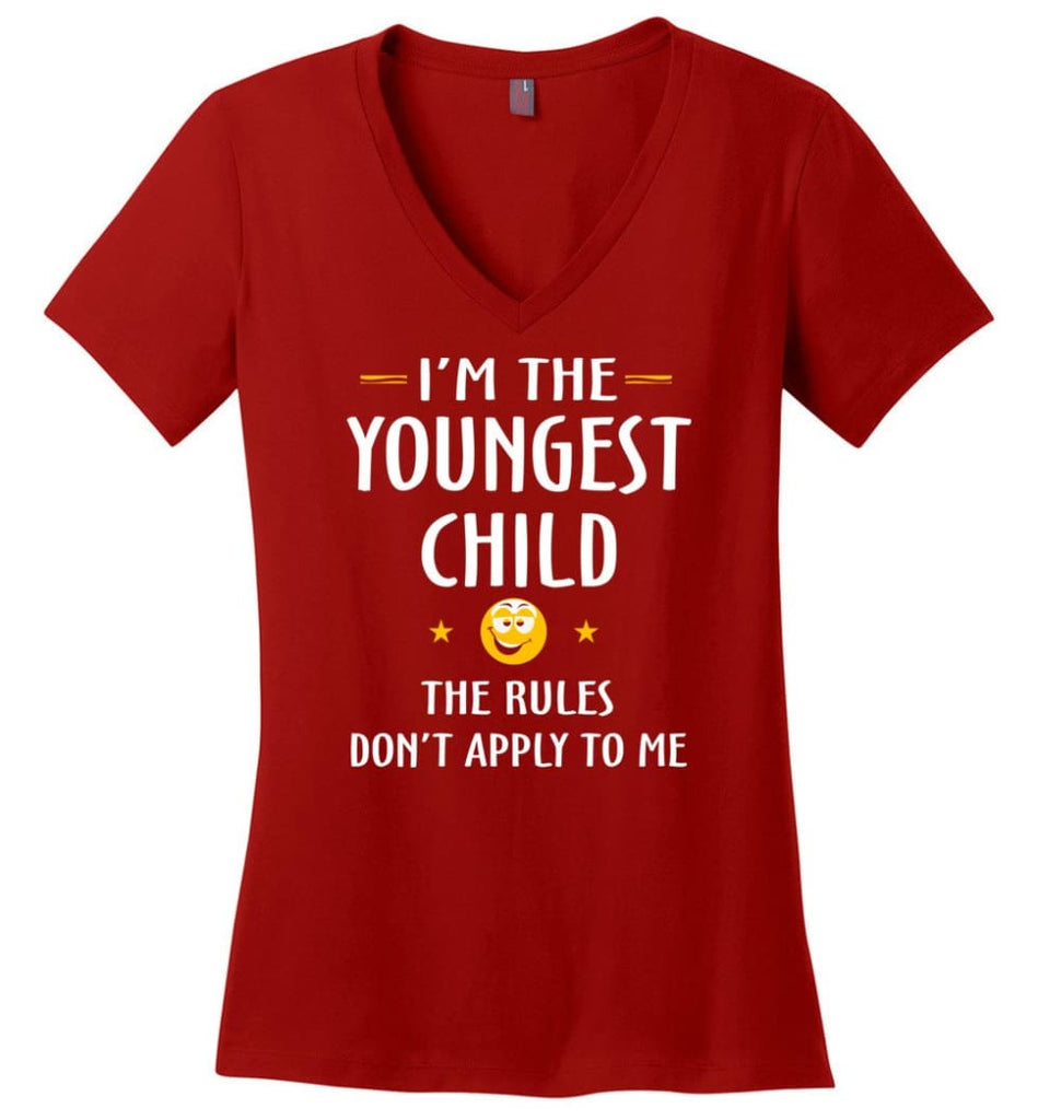 Youngest Child Shirt Funny Gift For Youngest Child Ladies V-Neck - Red / M