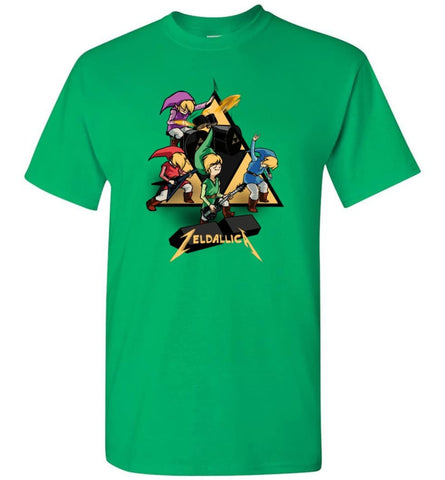 Zeldallica T Shirt Zelda Link Metalli Ca T Shirt Video Game And Music True Fasn T-Shirt - Irish Green / S